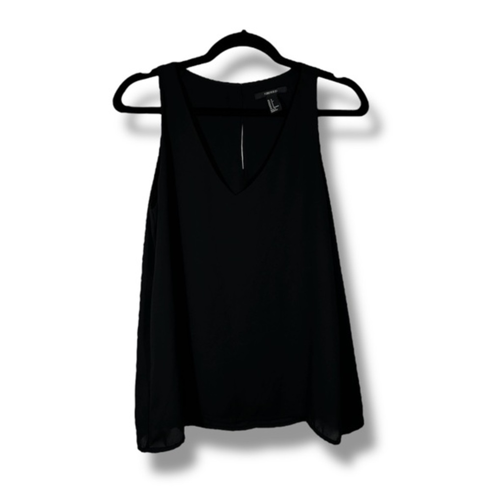 Forever 21 Vneck Keyhole Back Black Sleeveless Top Size Small - "Amie"